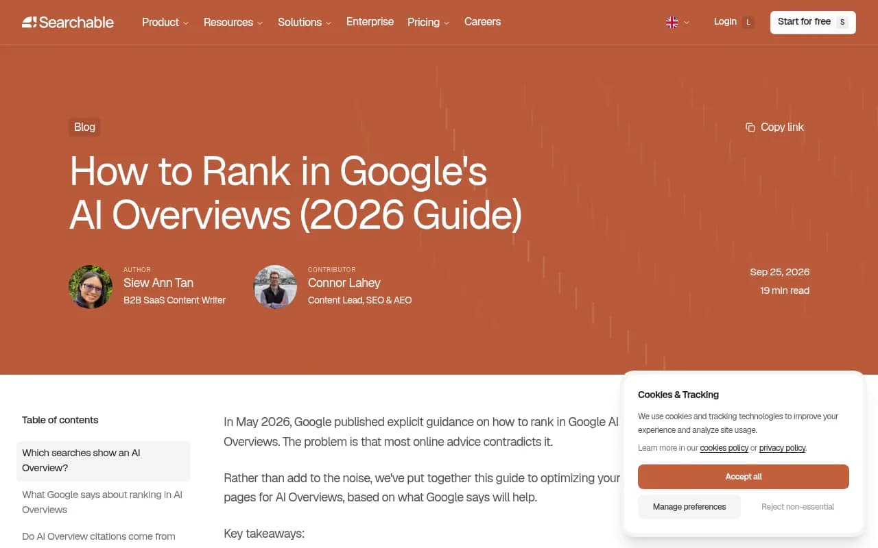 Searchable's guide to ranking in Google's AI Overviews