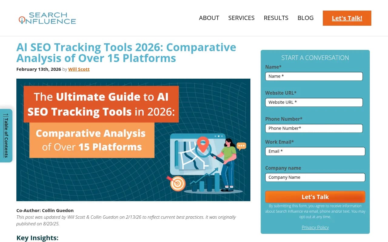 AI SEO Tracking Tools 2026 comparative analysis from Search Influence