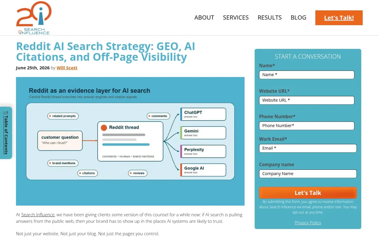Search Influence's write-up on Reddit as an evidence layer for AI search