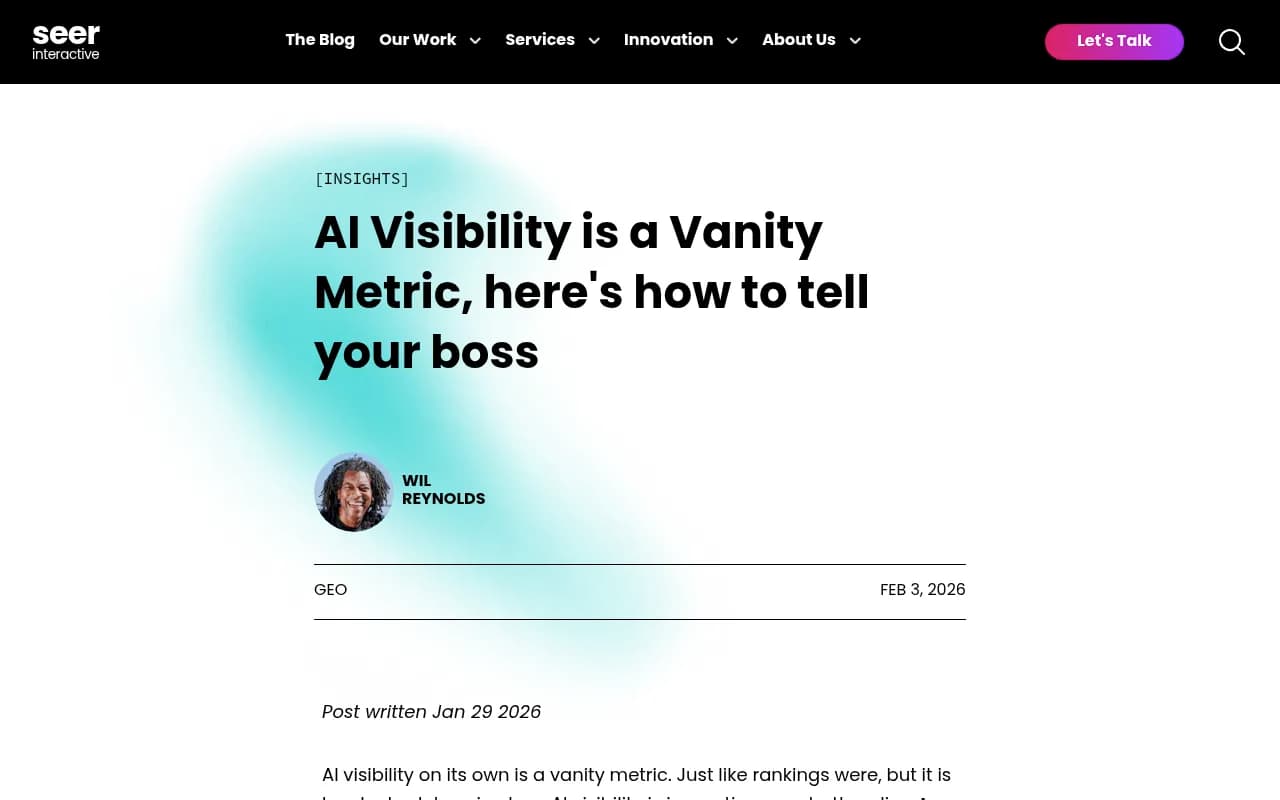 Seer Interactive's analysis of why AI visibility metrics differ fundamentally from traditional SEO ranking metrics