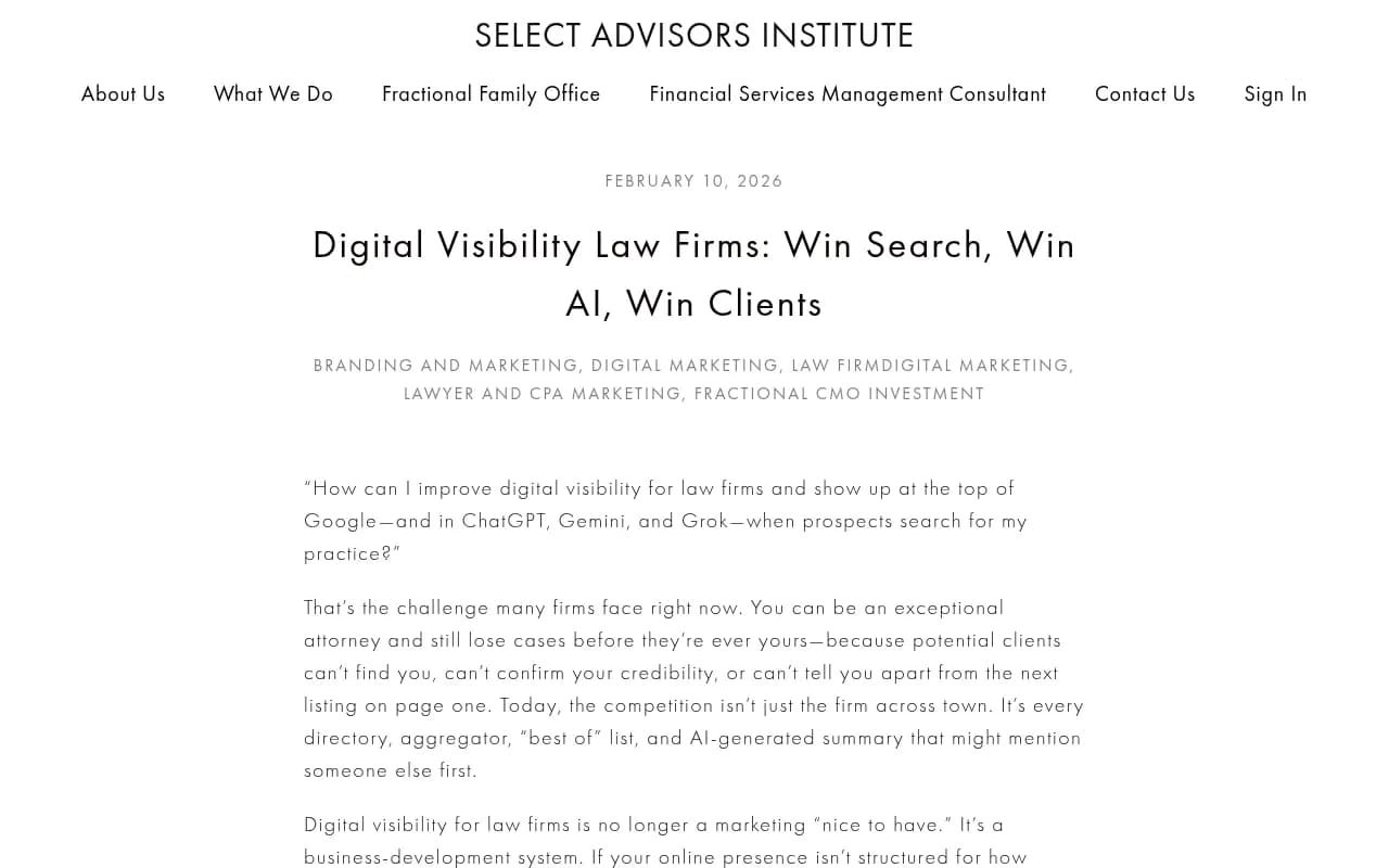 Digital visibility framework for law firms