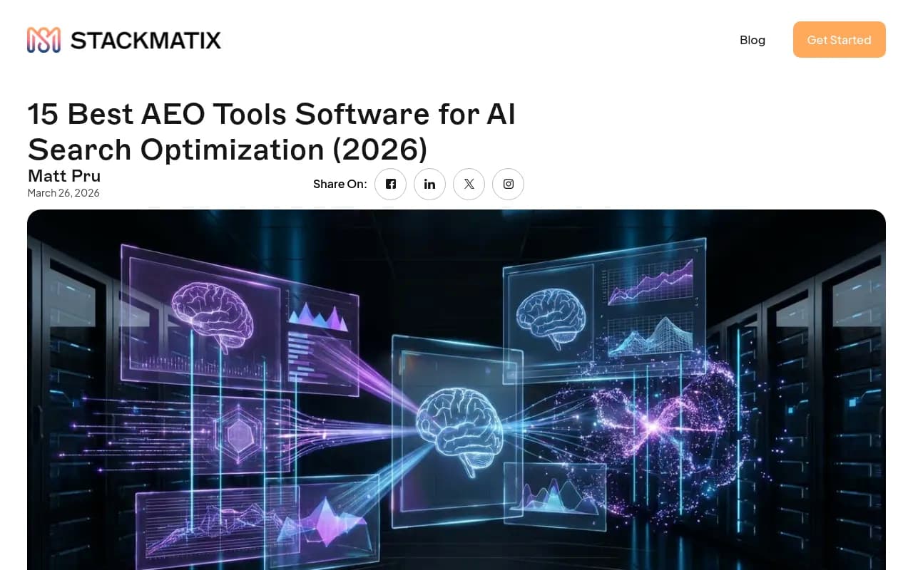 AEO tools comparison overview from Stackmatix's 2026 roundup