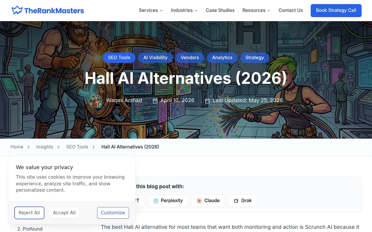 Hall AI alternatives comparison overview from The Rank Masters