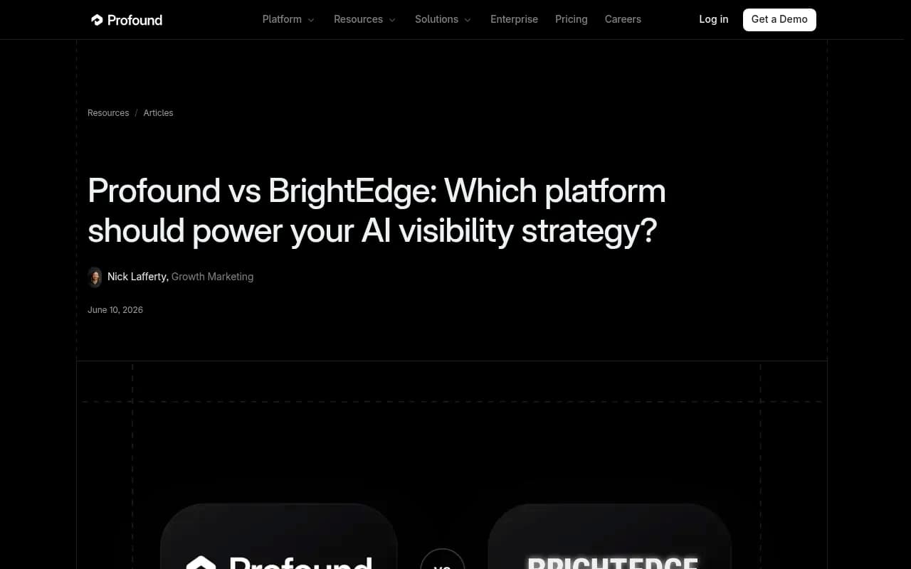 Profound vs BrightEdge comparison article on Profound's website