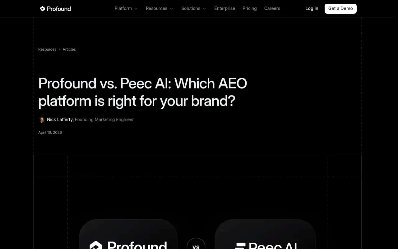 Profound vs Peec AI comparison overview from Profound's own resource page
