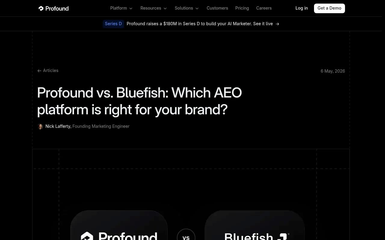 Profound vs Bluefish comparison article breaking down prompt configuration and citation tracking differences