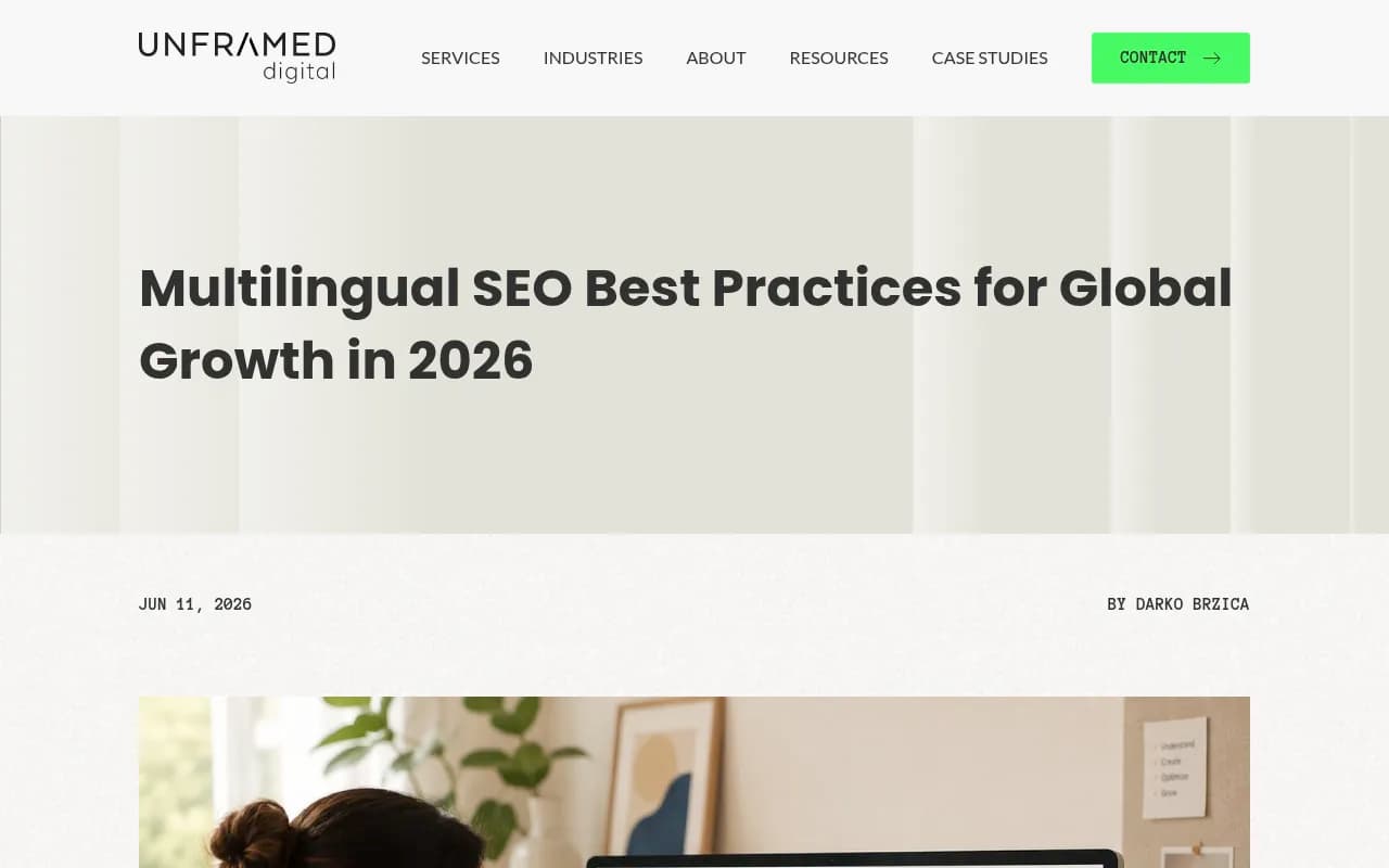 Unframed Digital's multilingual SEO best practices guide, including the section on optimizing for AI Overviews