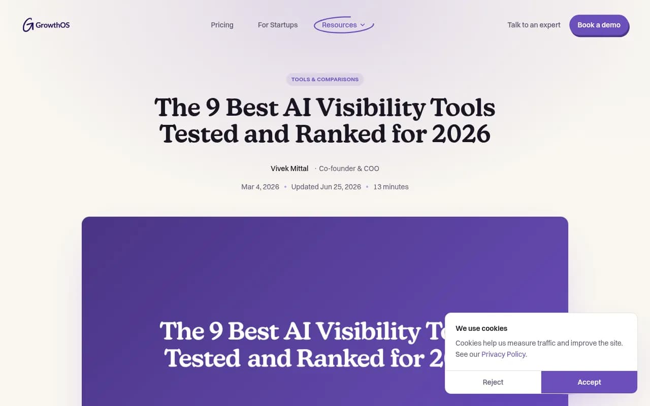 GrowthOS comparison of AI visibility tools tested and ranked for 2026