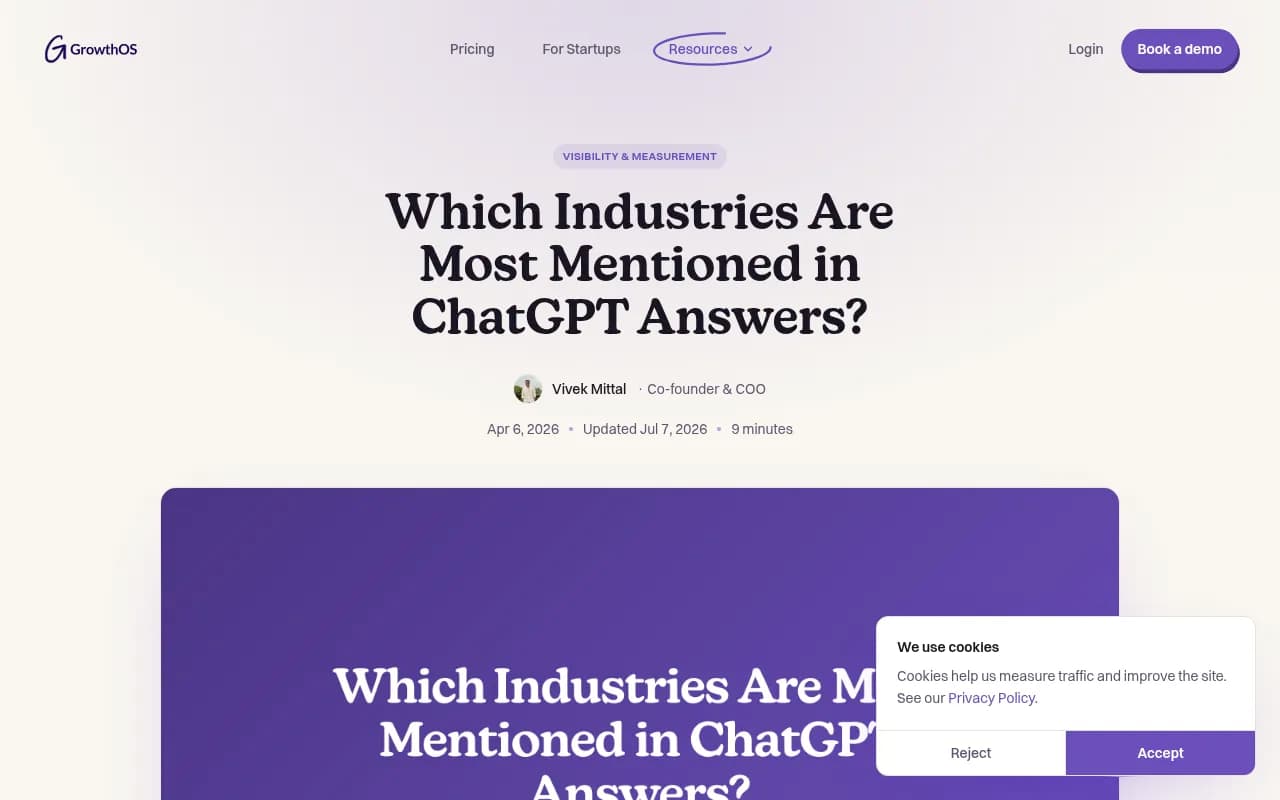 Which industries are most mentioned in ChatGPT answers — GrowthOS research