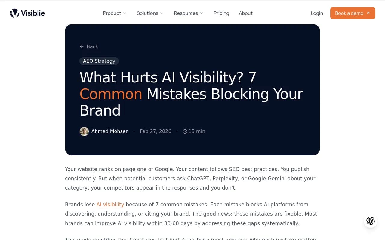 Common mistakes that hurt AI visibility, including inconsistent brand information