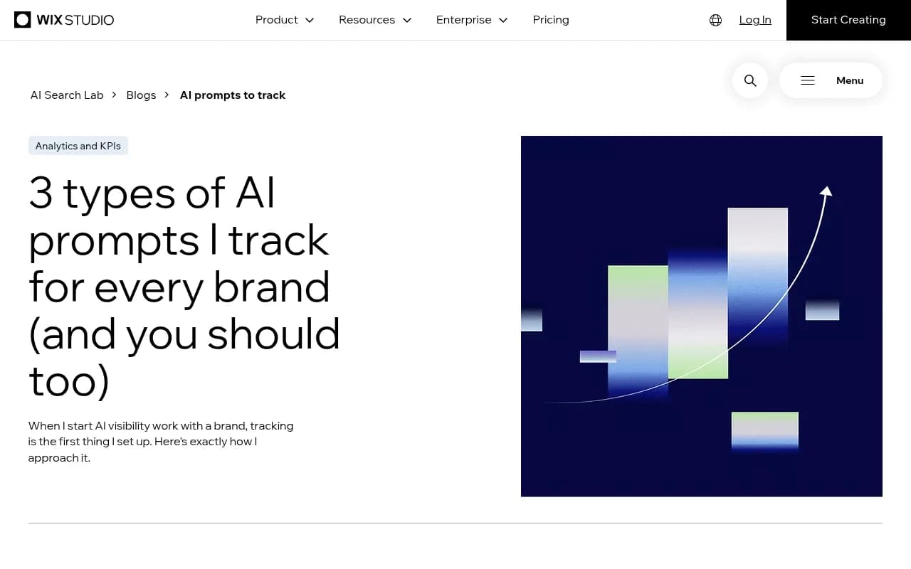 Wix AI Search Lab article on the three types of AI prompts to track for every brand