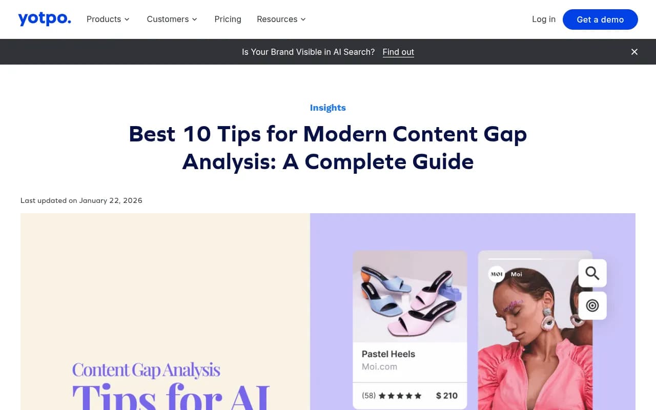 Screenshot showing modern content gap analysis framework