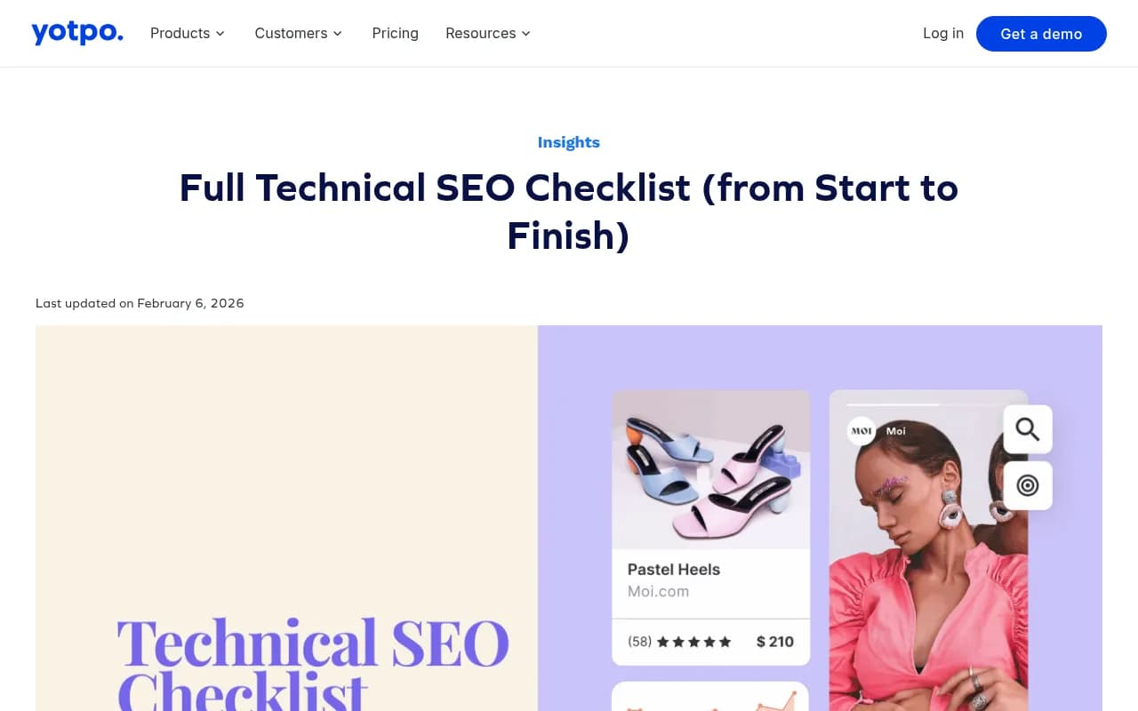 Technical SEO checklist showing crawlability and indexing strategy