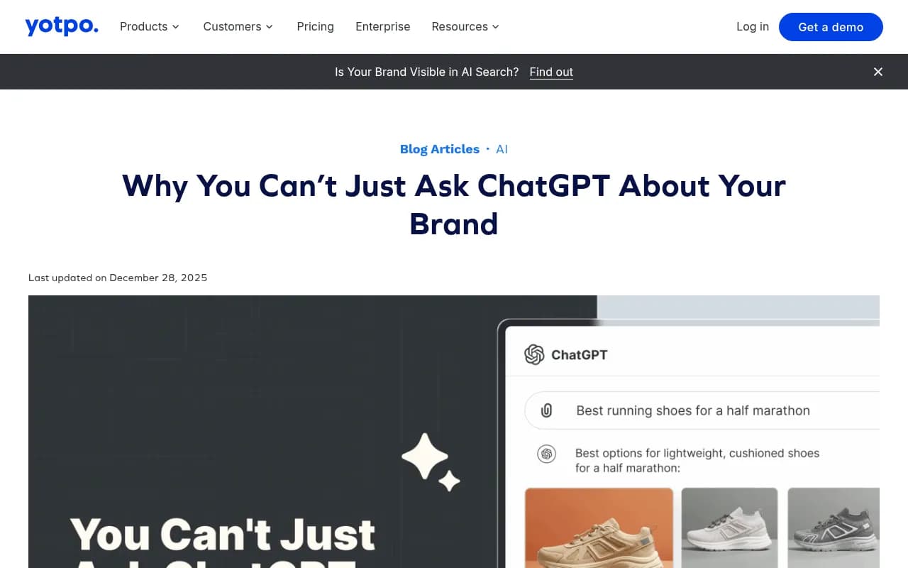 Yotpo's breakdown of why manual ChatGPT brand checks are unreliable -- covering web search modes, phrasing variation, and geographic differences