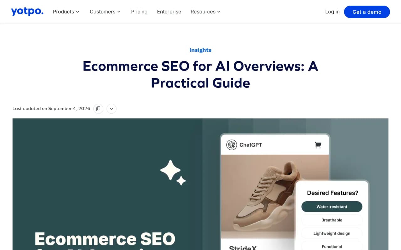 Ecommerce SEO for AI Overviews guide showing how AI-generated summaries affect ecommerce search visibility