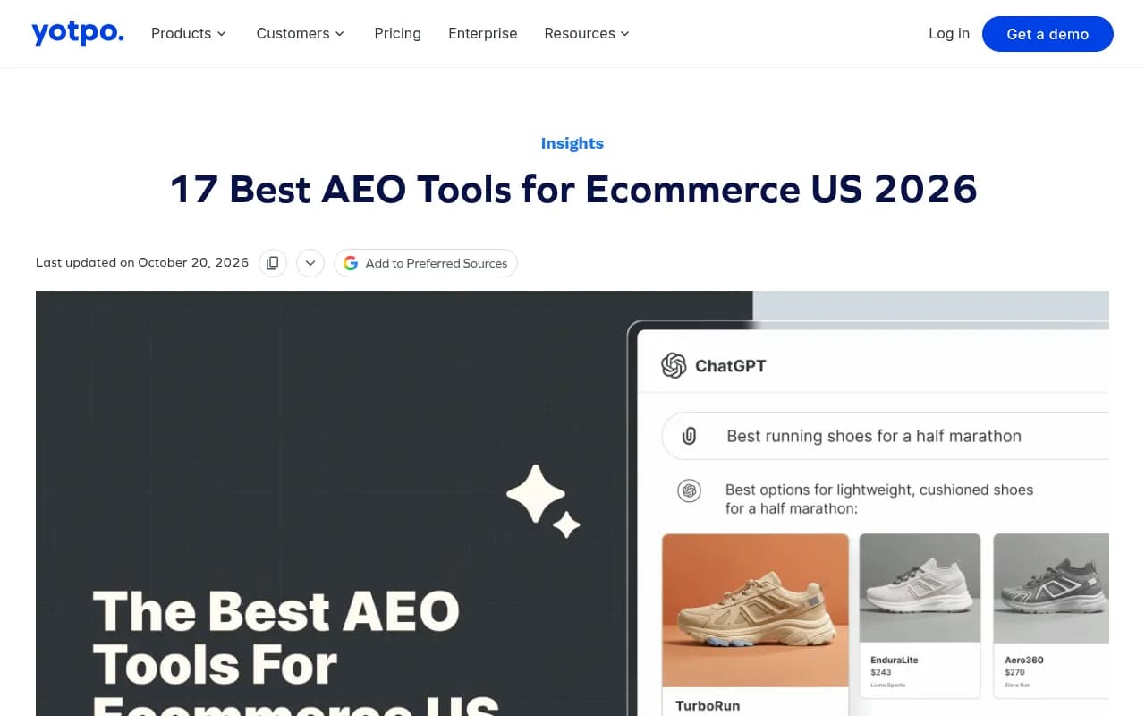 Yotpo's roundup of 17 AEO tools for ecommerce