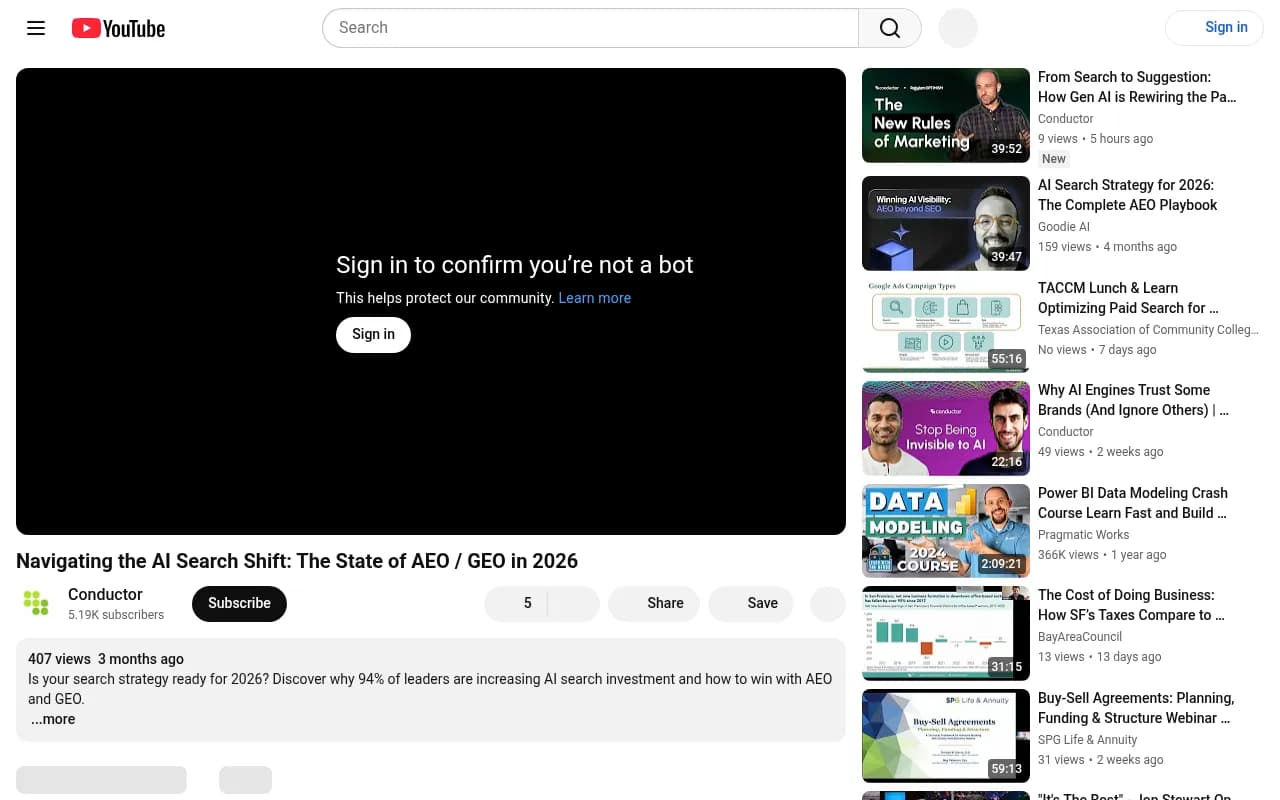Conductor's AEO research webinar covering the state of AI search in 2026