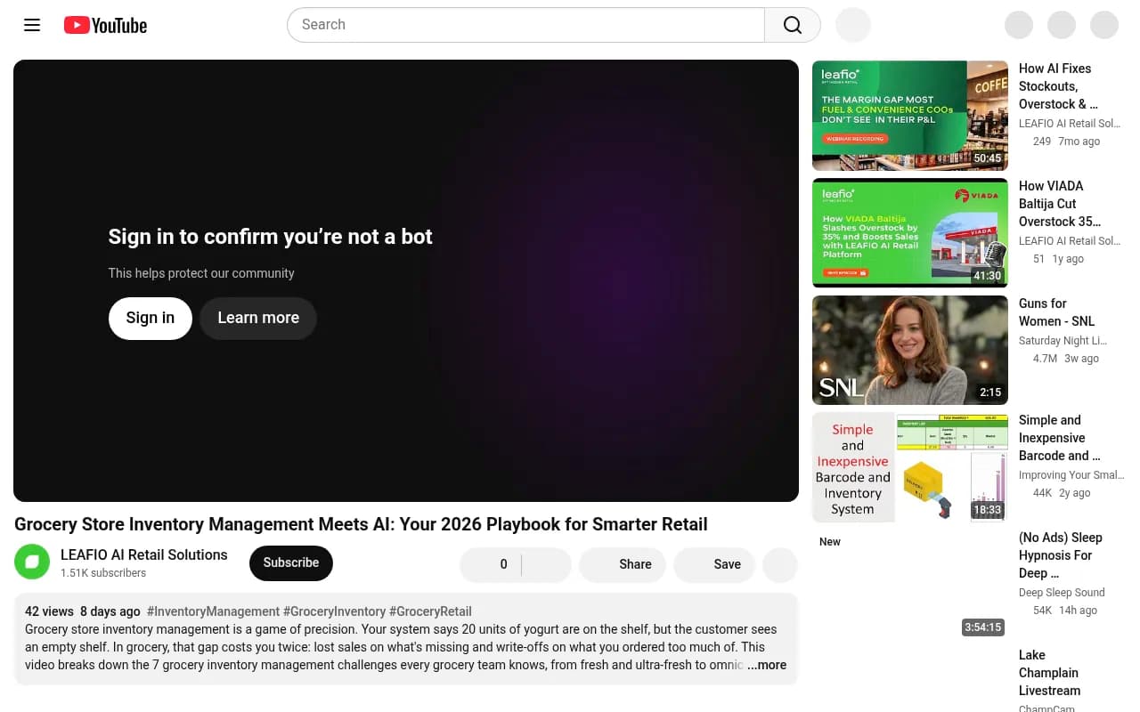 LEAFIO AI video on grocery inventory management, a reminder that stock accuracy feeds local reputation
