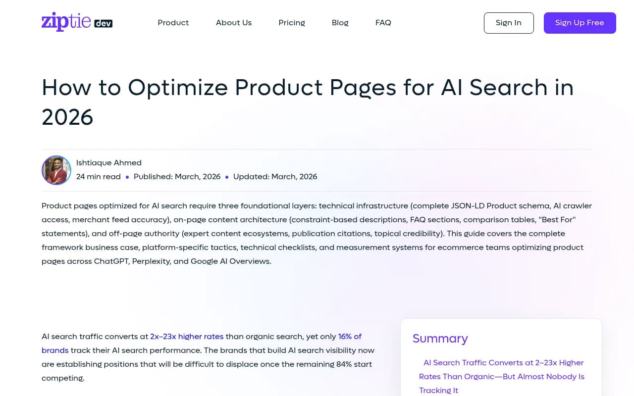 How to optimize product pages for AI search in 2026 - ZipTie.dev guide