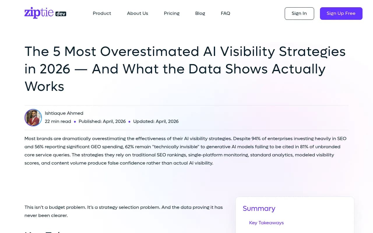 Research on overestimated AI visibility strategies showing citation data and platform gaps