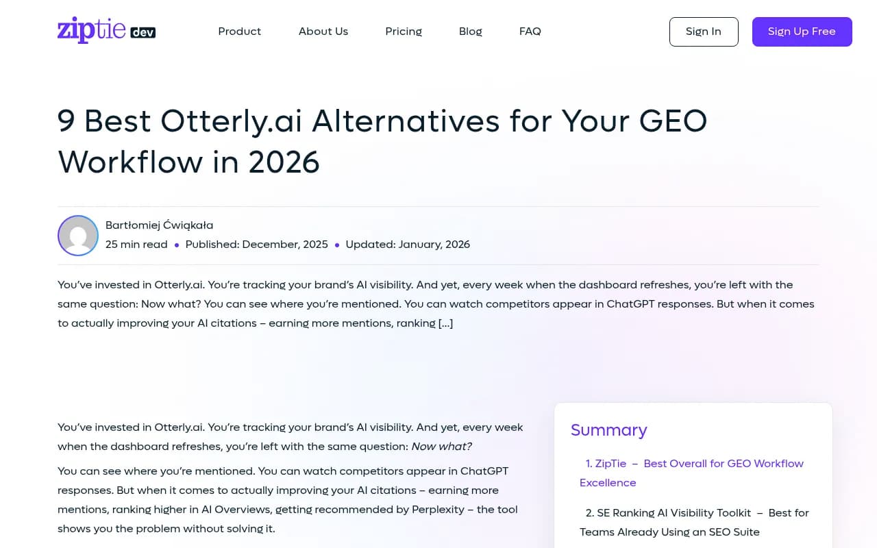 Comparison of AI visibility tools including Otterly.AI and alternatives