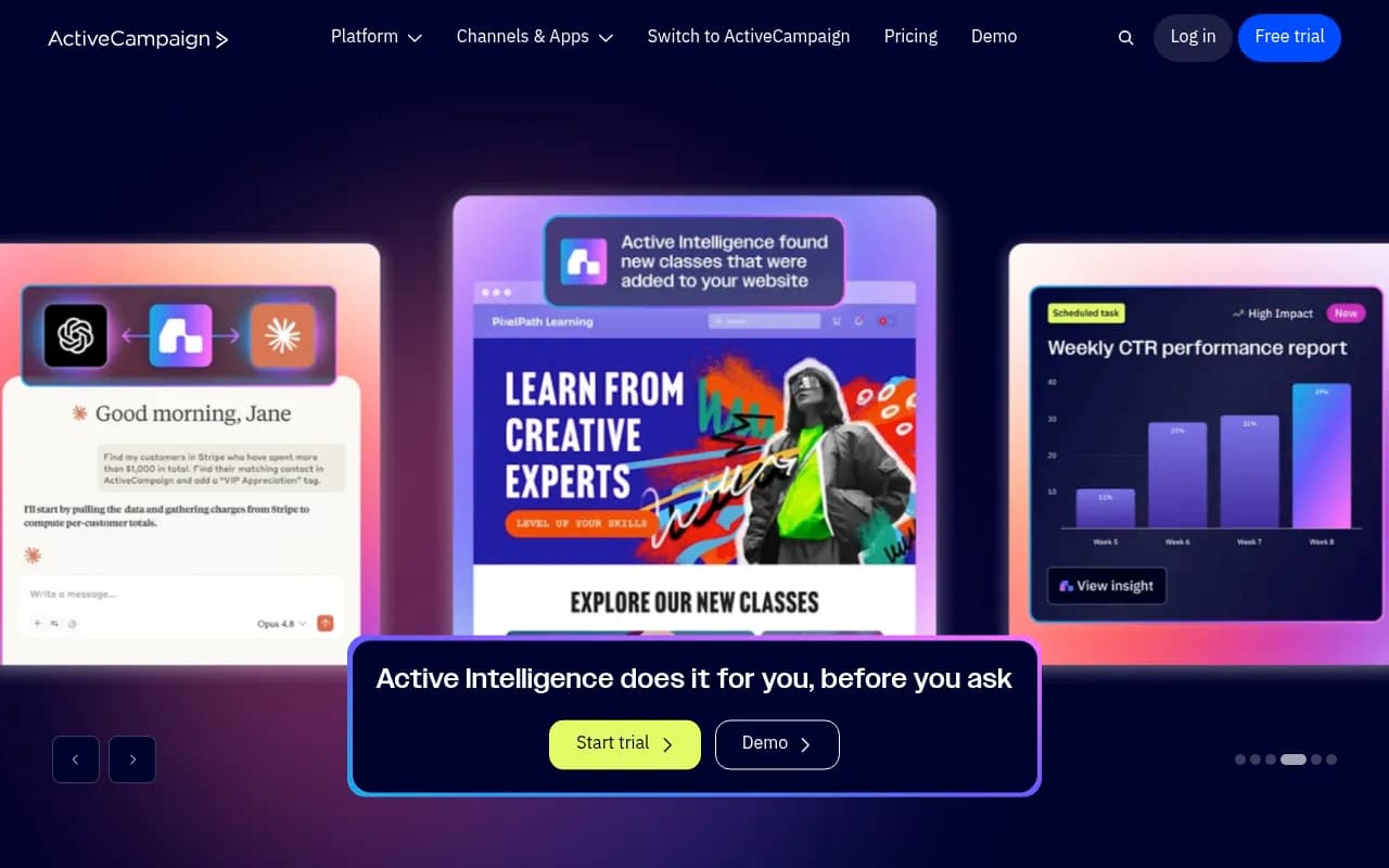 Screenshot of ActiveCampaign website