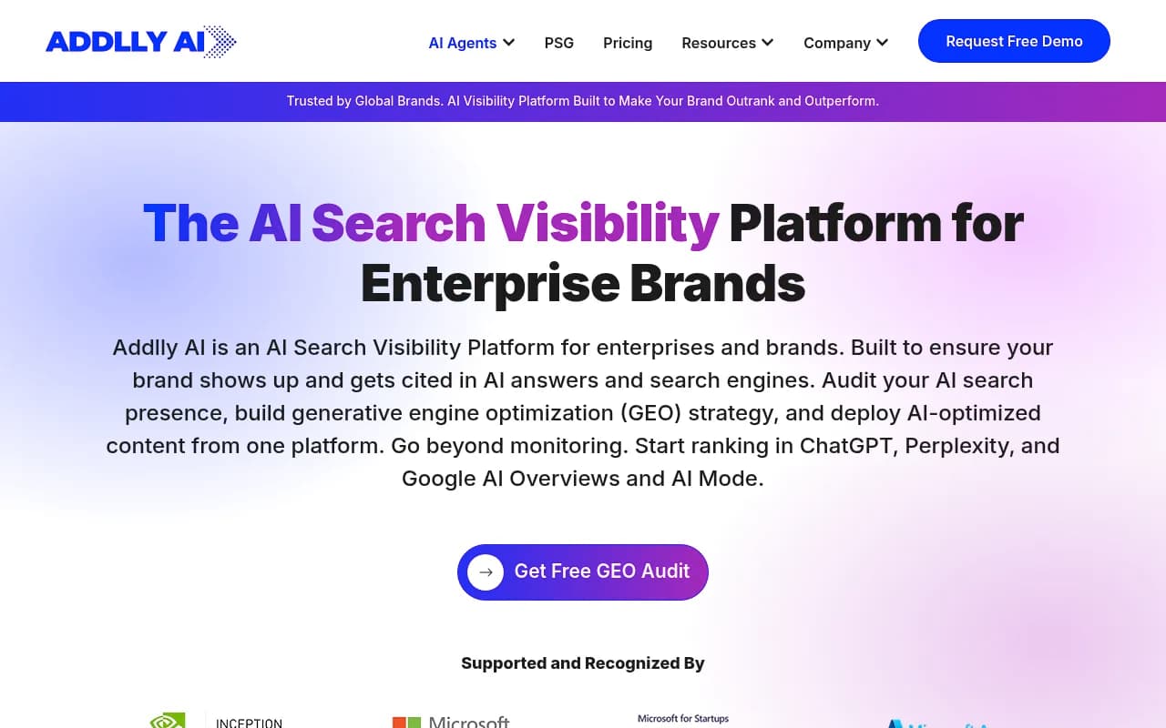 Screenshot of Addlly AI website