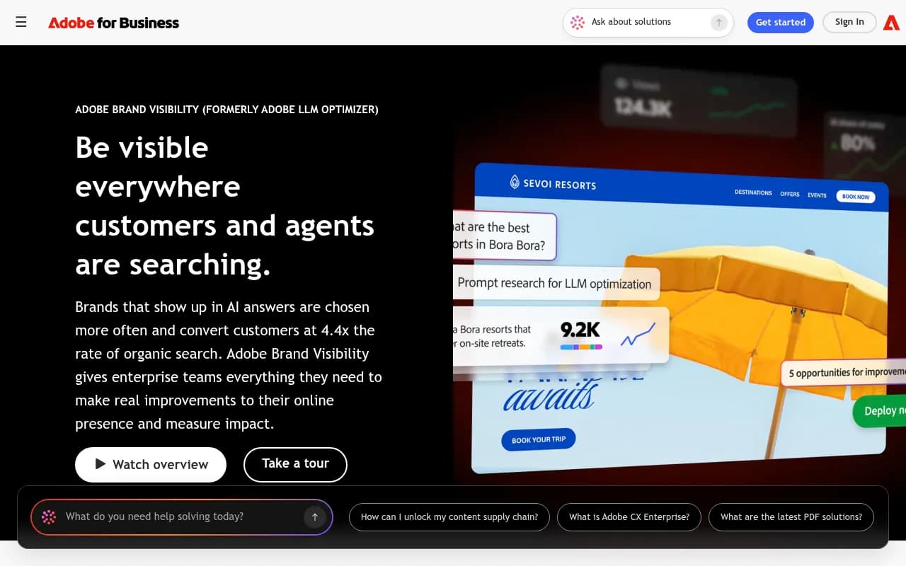 Screenshot of Adobe Brand Visibility website