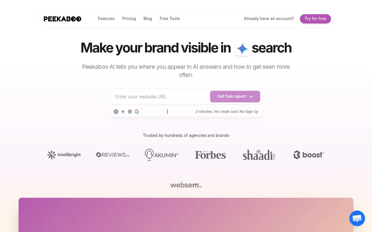 Screenshot of AI Peekaboo website