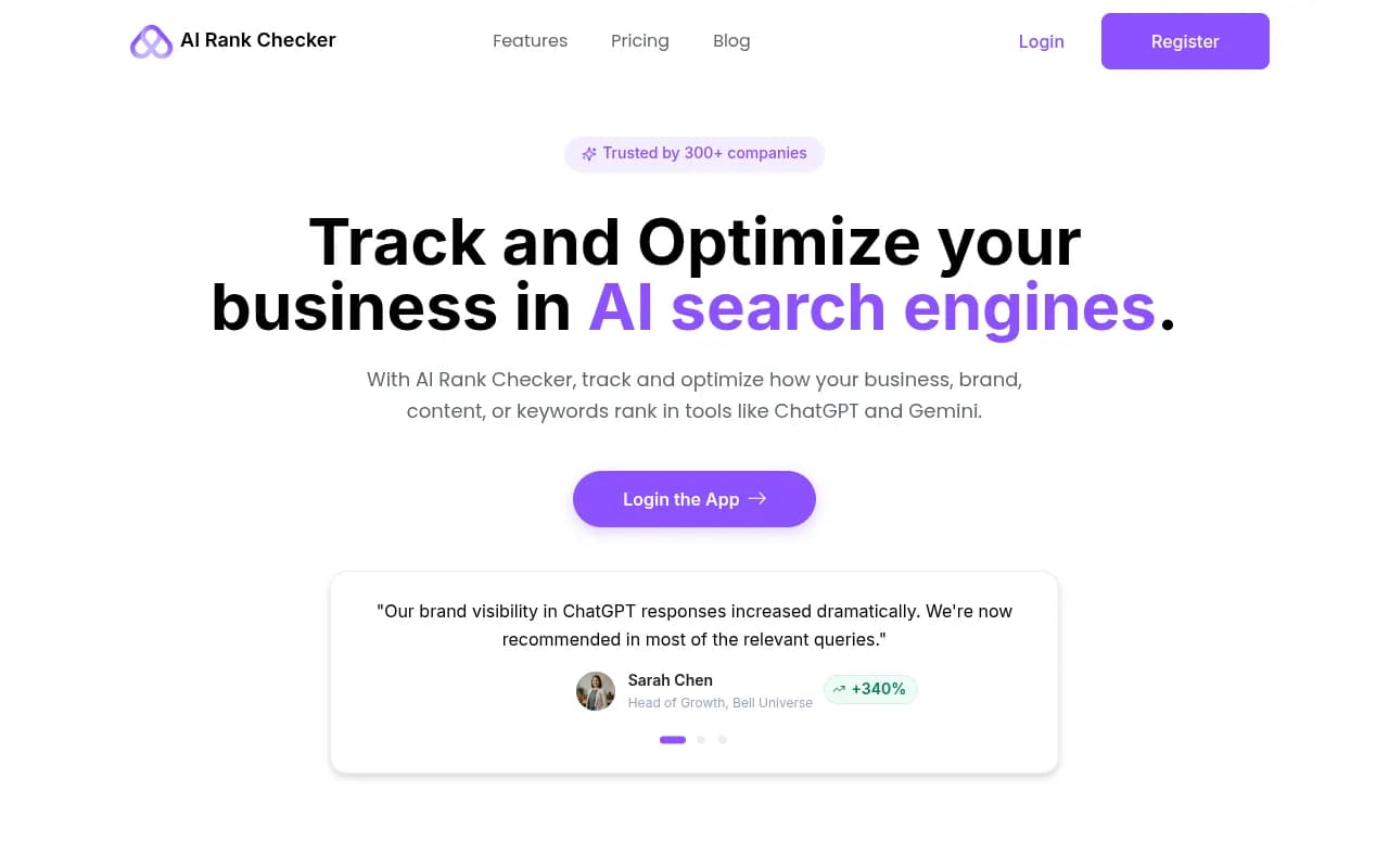 Screenshot of AI Rank Checker website