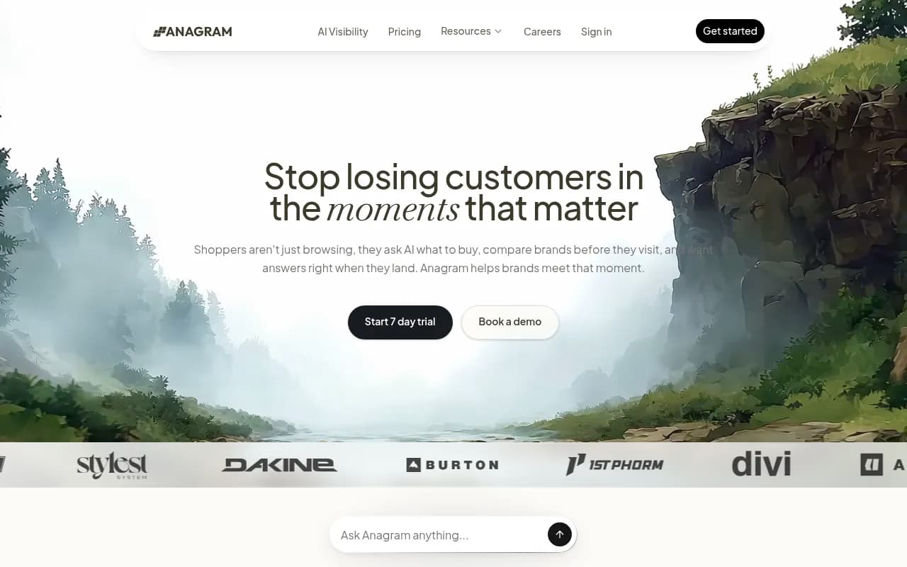 Screenshot of Anagram website