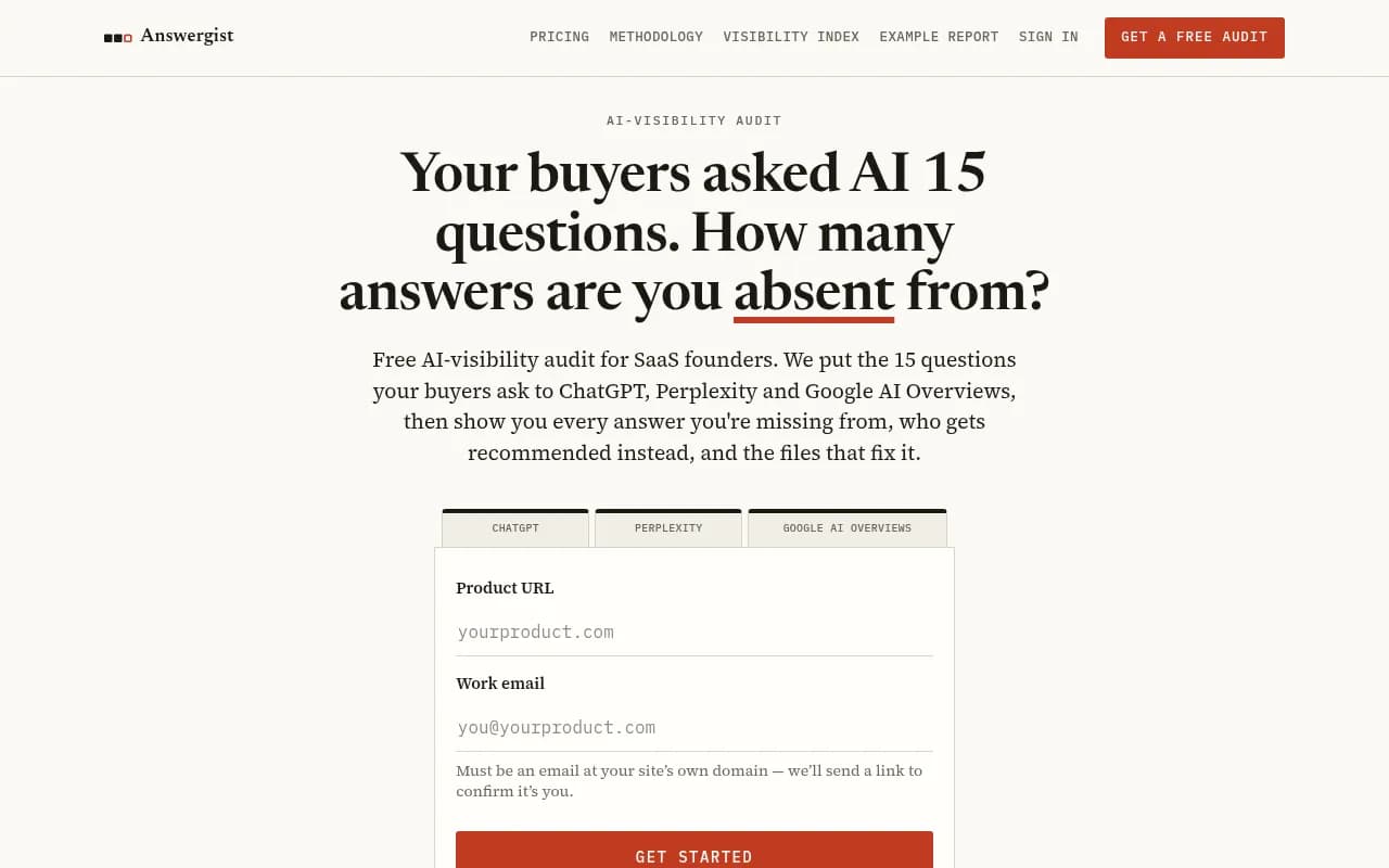 Screenshot of AnswerGist website