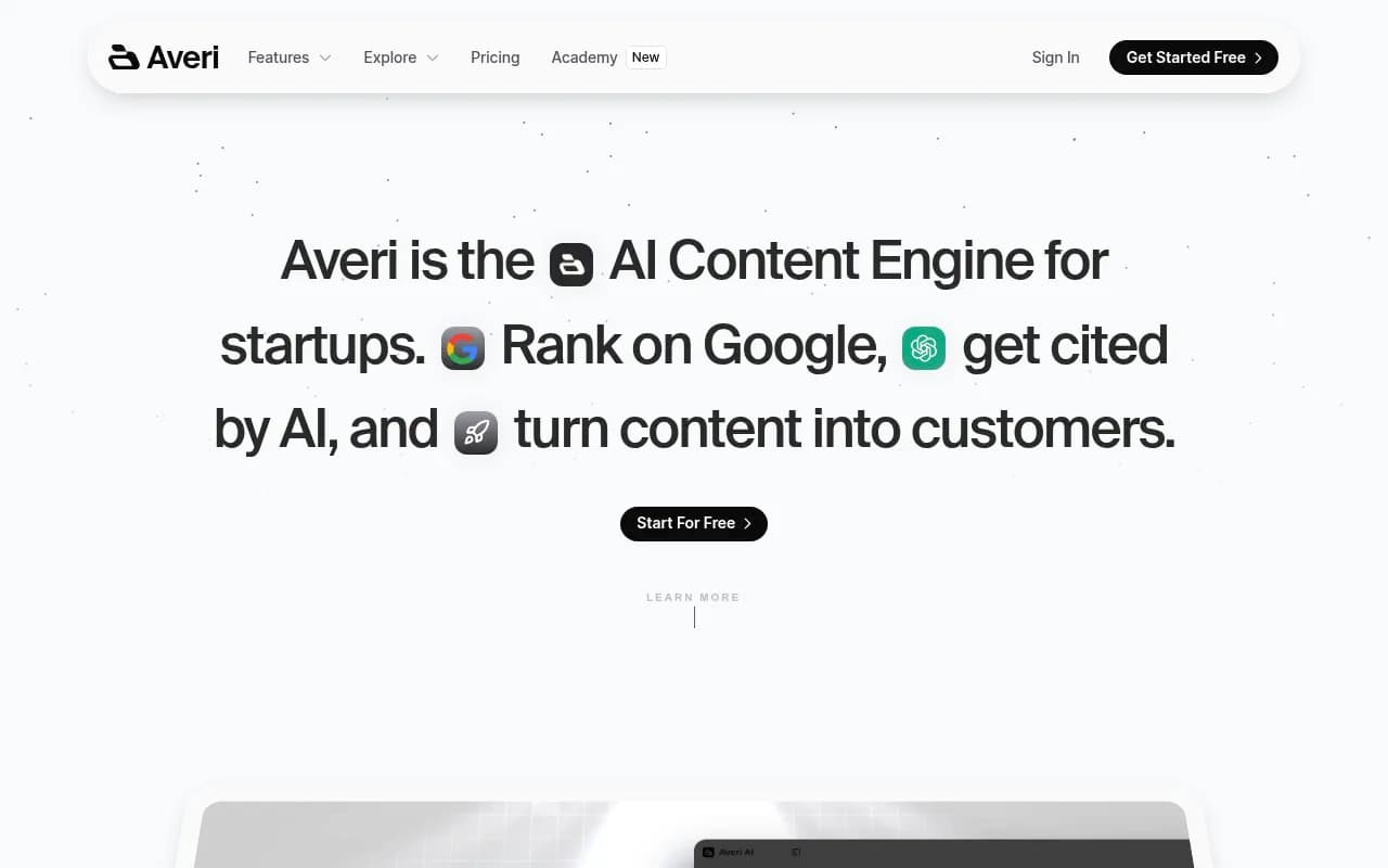 Screenshot of Averi AI