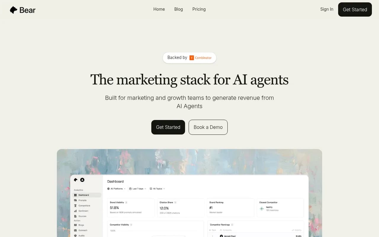 Screenshot of Bear AI website
