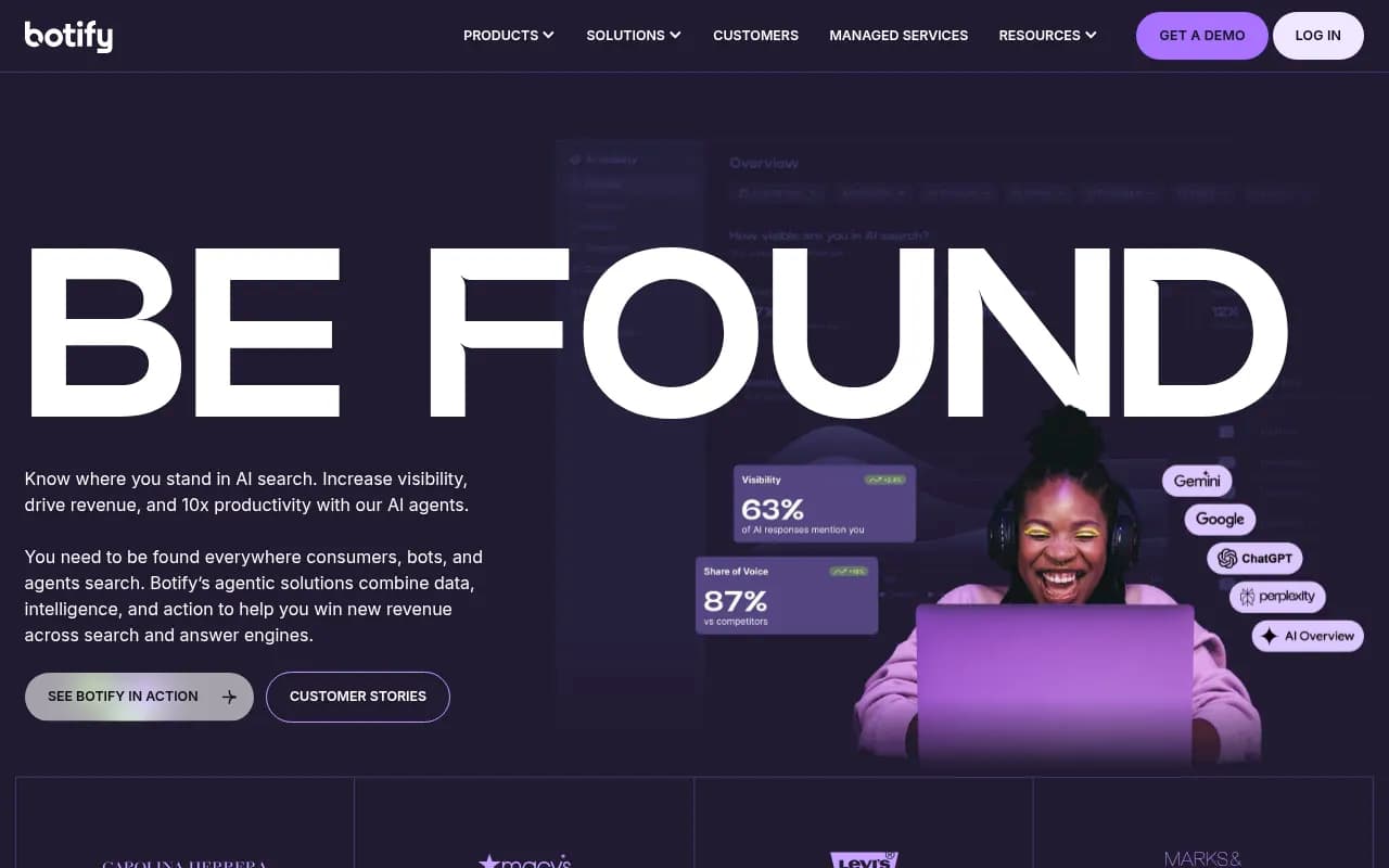 Screenshot of Botify website