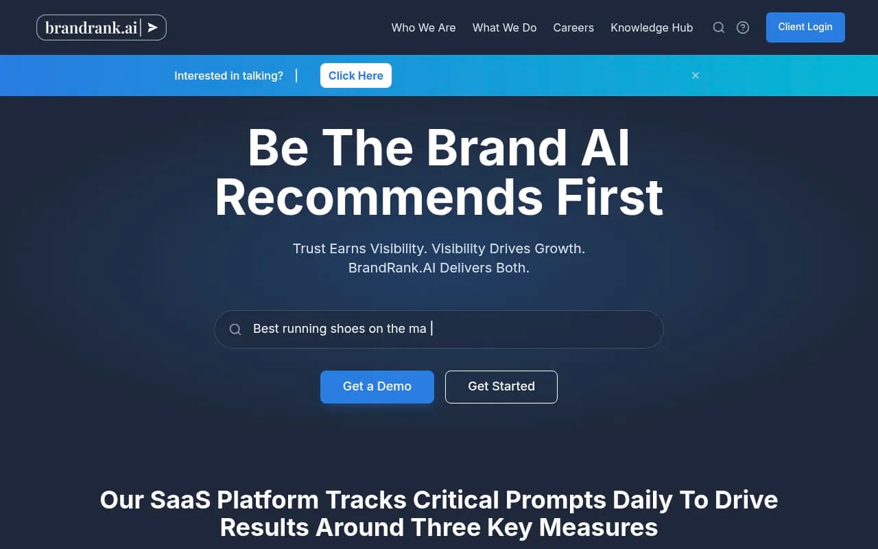 Screenshot of BrandRank.AI website