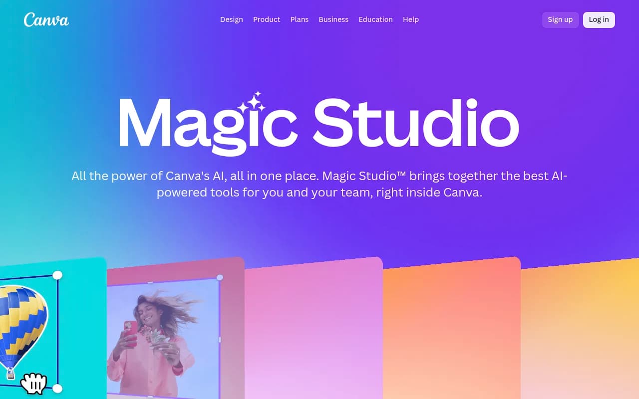 Screenshot of Canva Magic Studio website