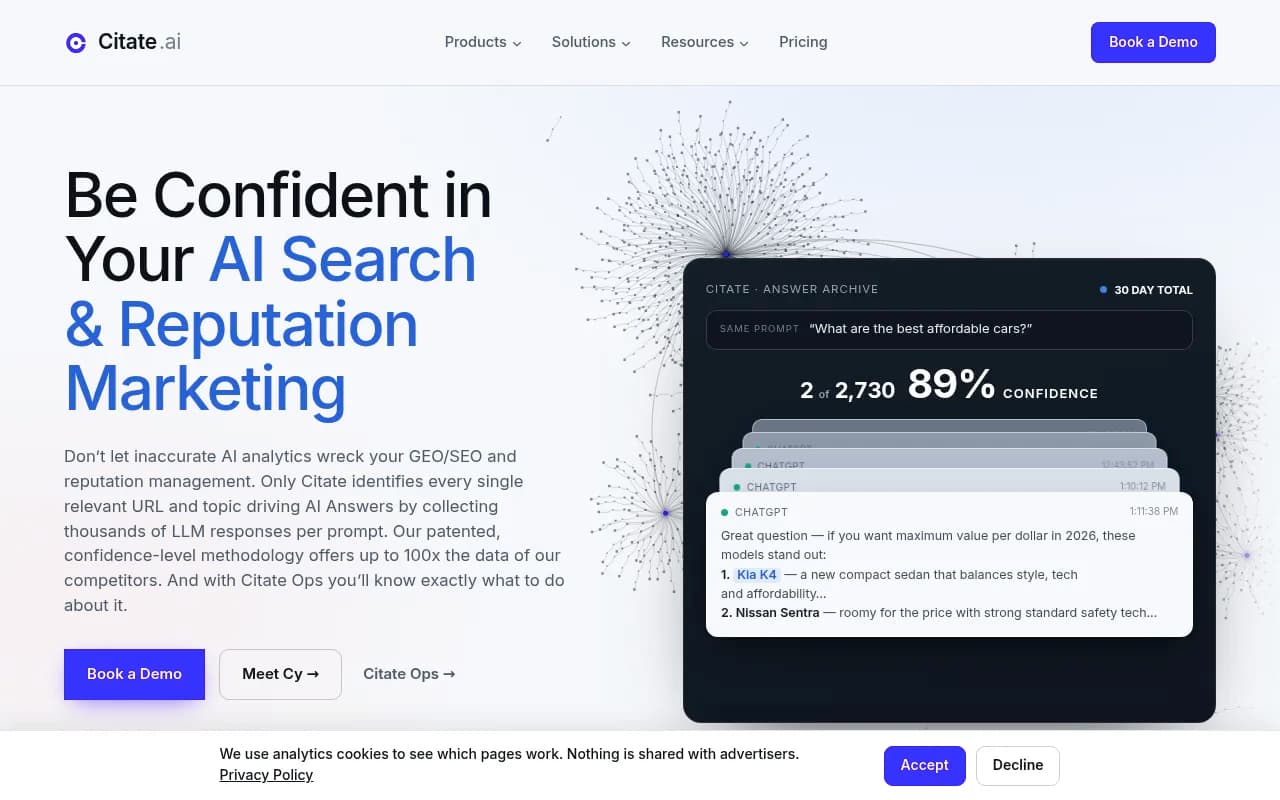 Screenshot of Citate.ai website