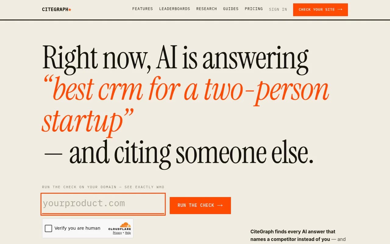 Screenshot of CiteGraph website