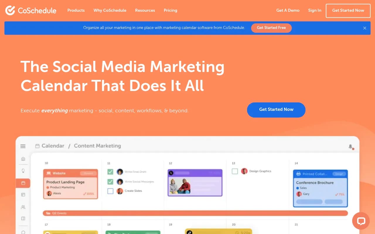Screenshot of CoSchedule Marketing Suite website