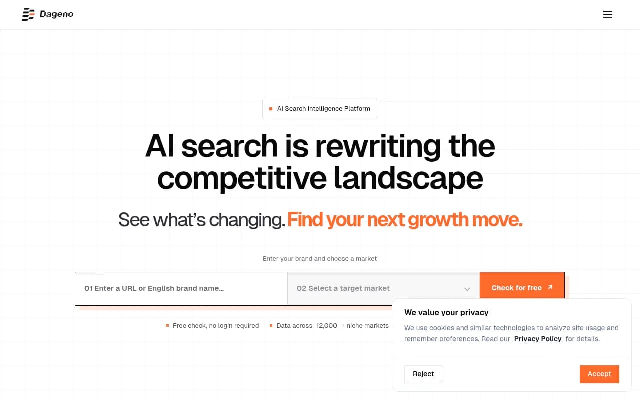 Screenshot of Dageno AI website