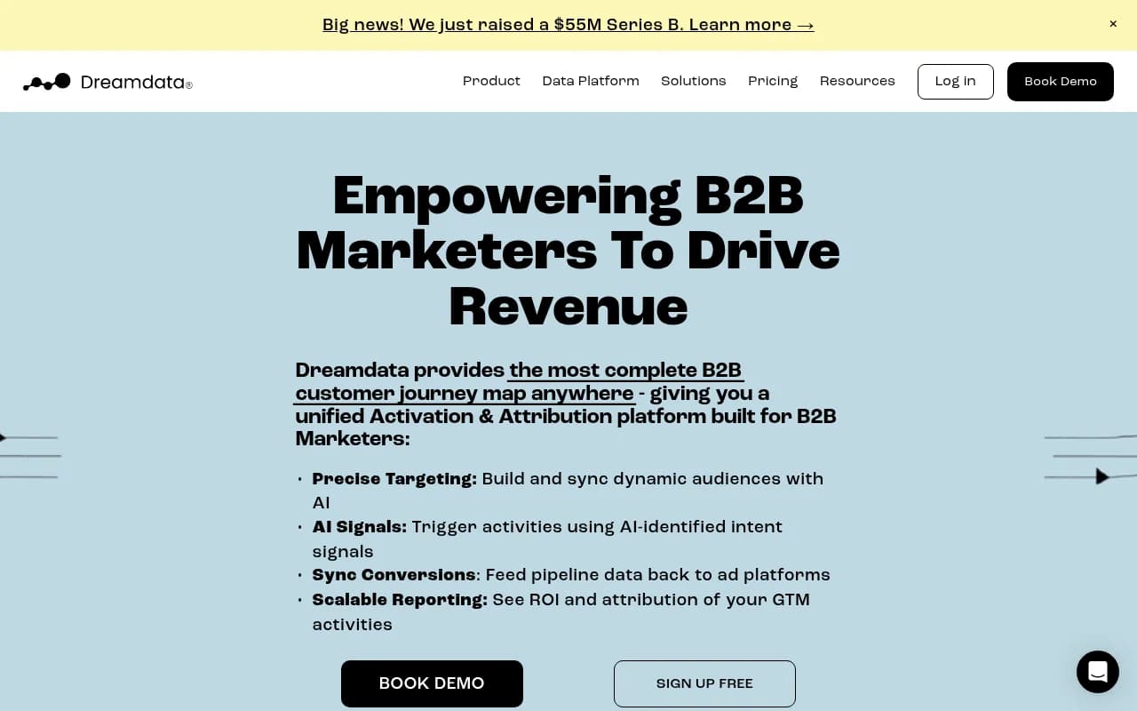 Screenshot of Dreamdata website