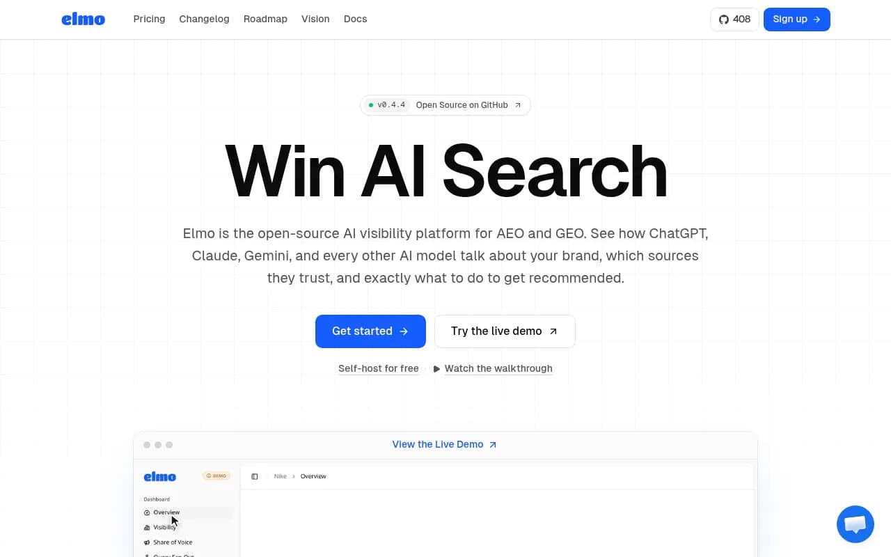 Screenshot of Elmo website