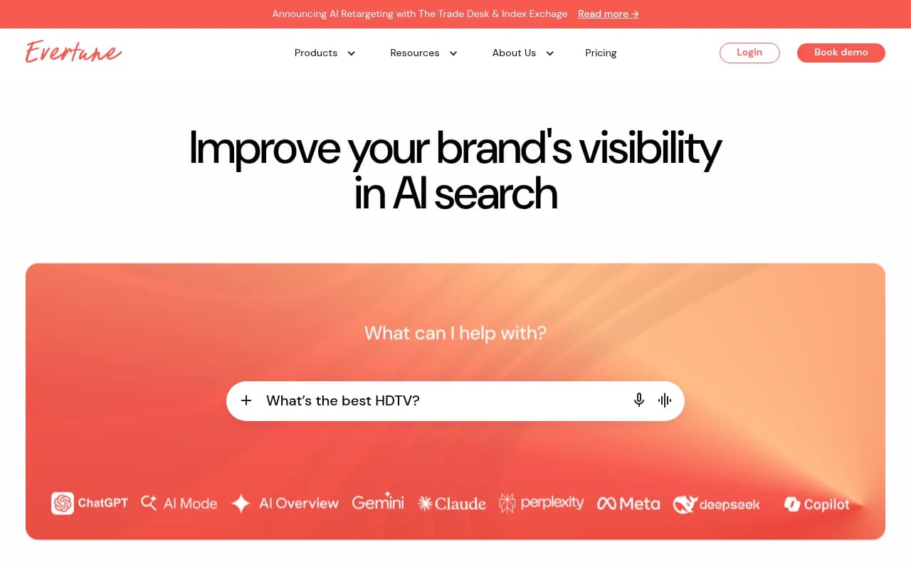 Screenshot of Evertune website
