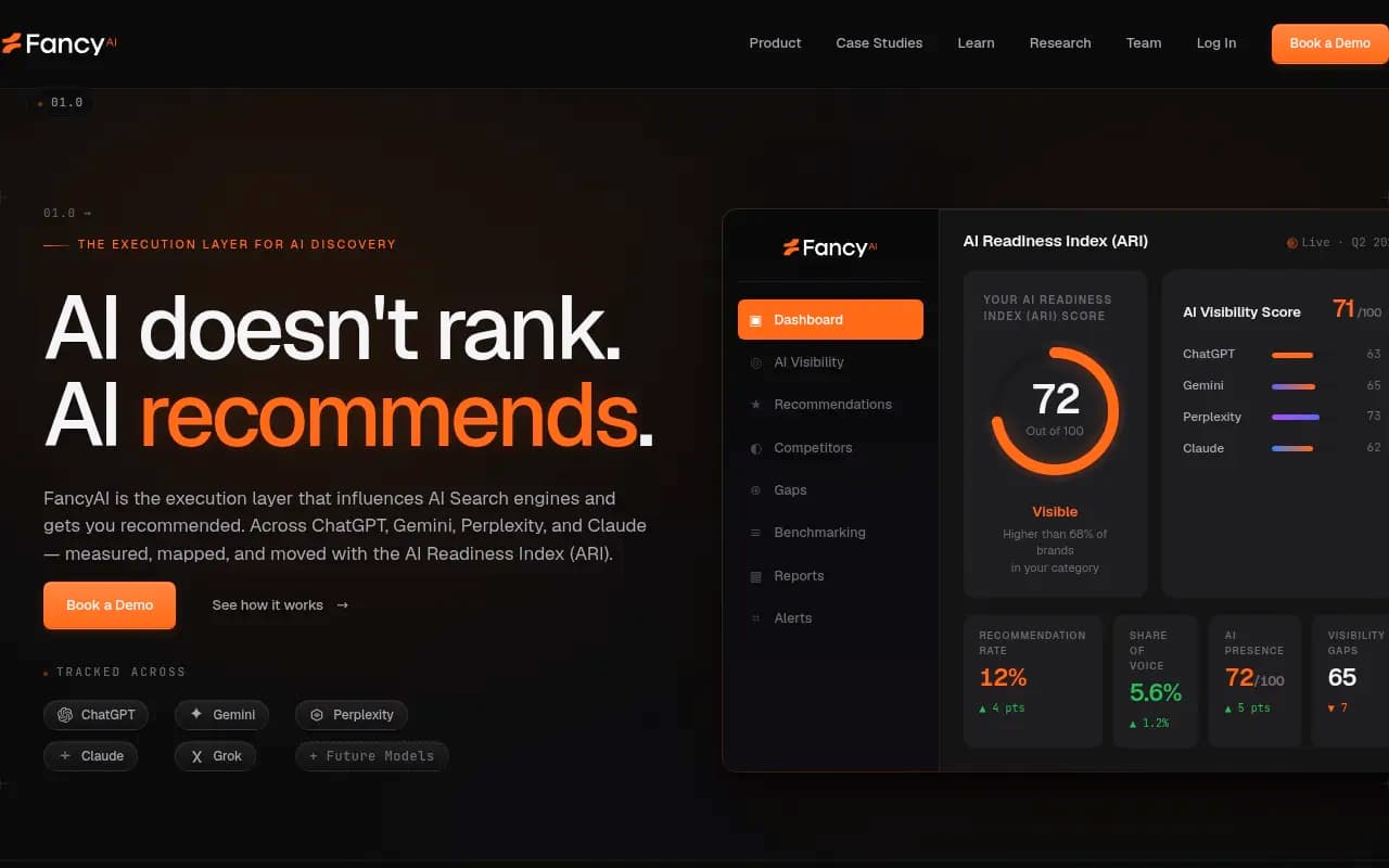 Screenshot of FancyAI website