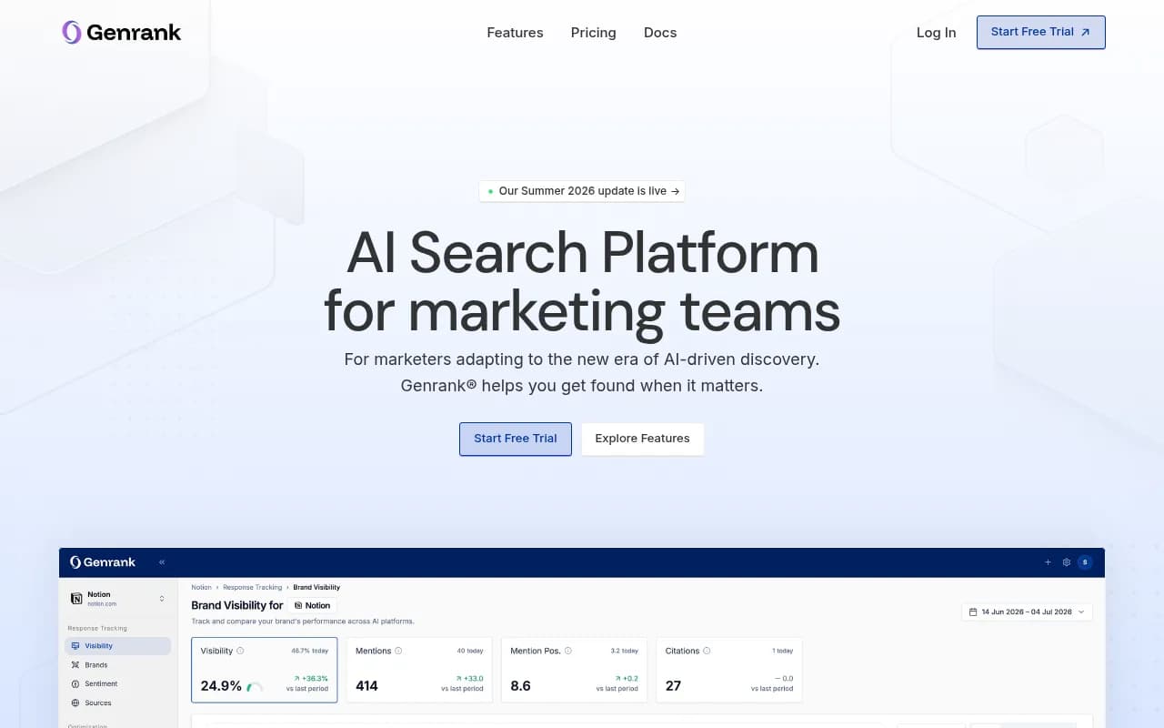Screenshot of GenRank website