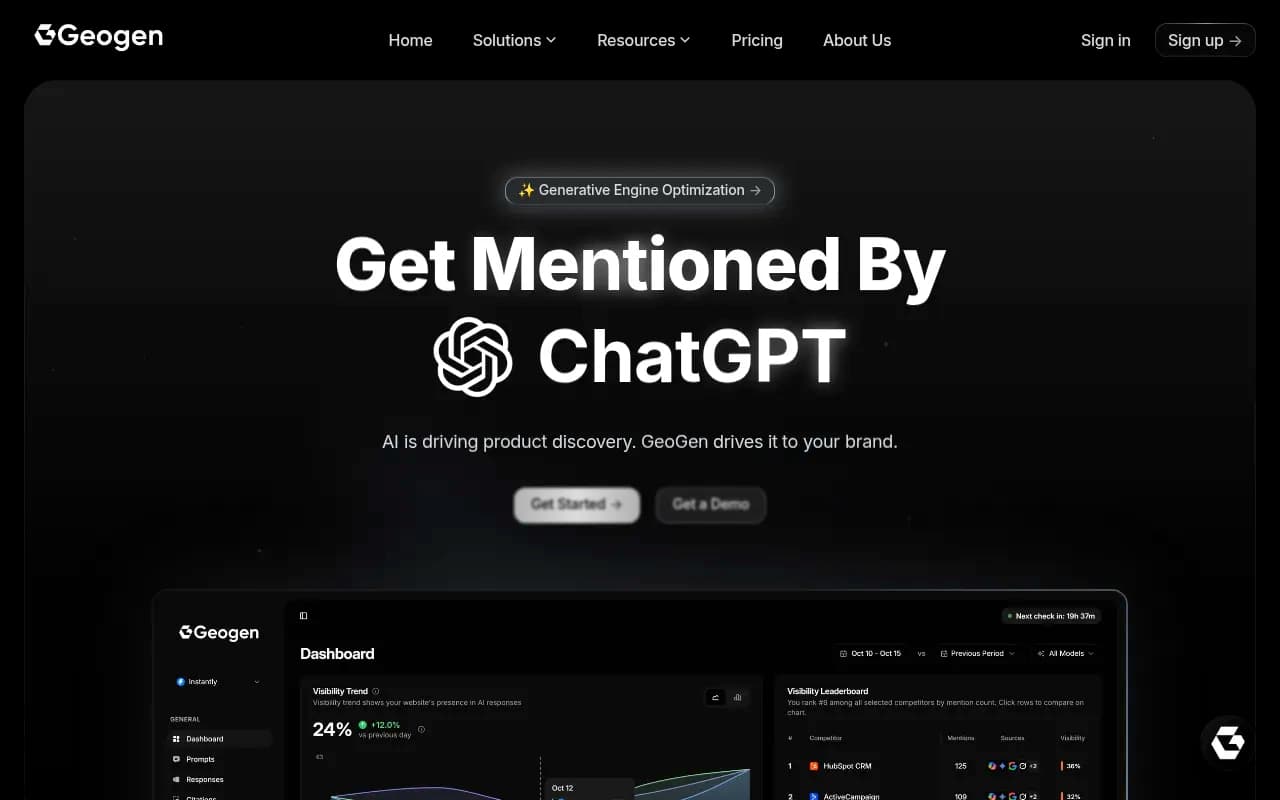 Screenshot of GeoGen website