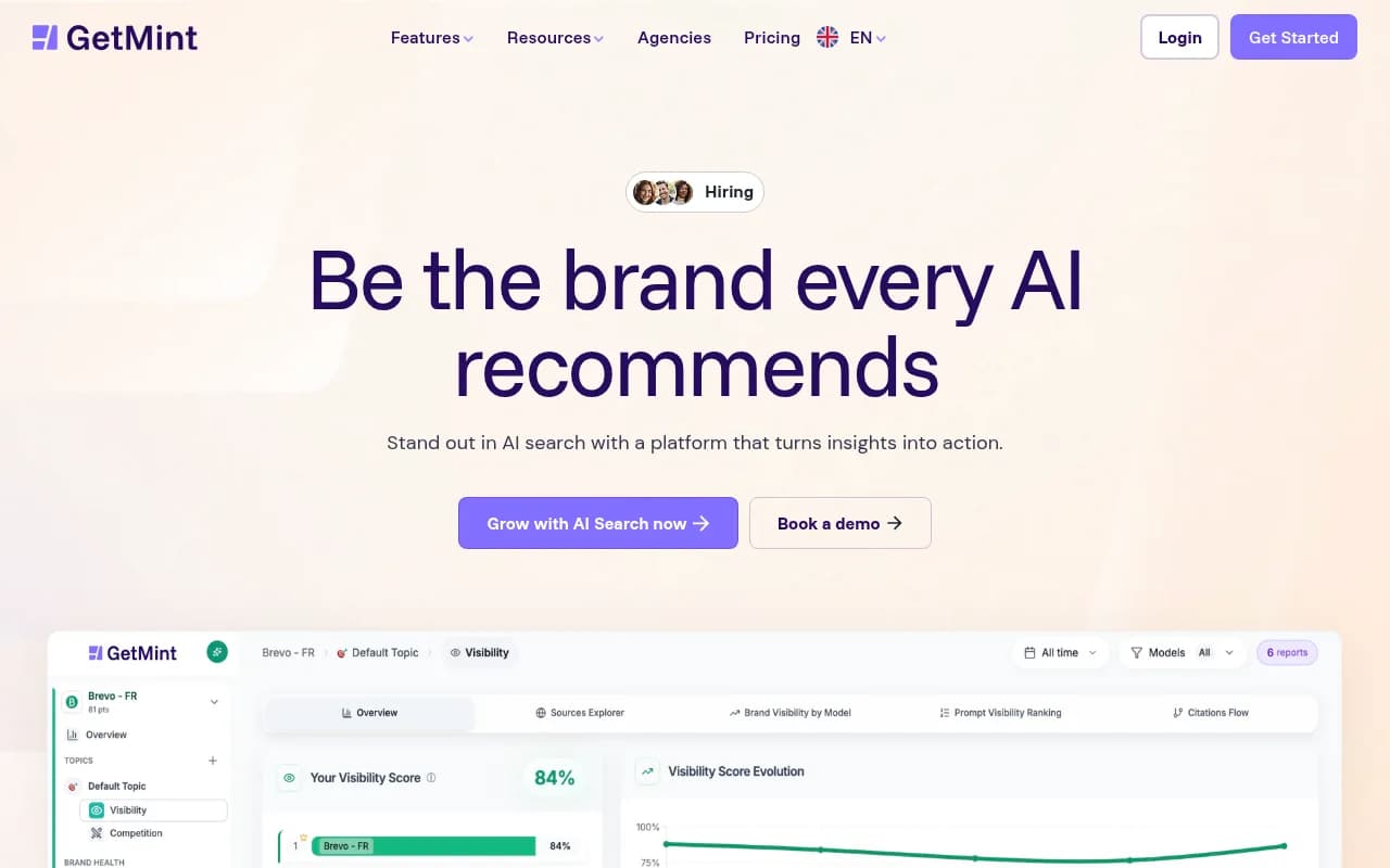 Screenshot of GetMint website