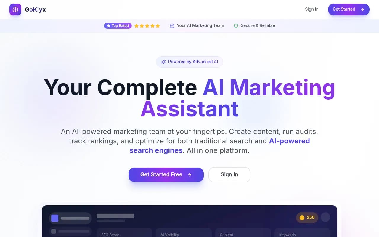 Screenshot of GoKlyx website