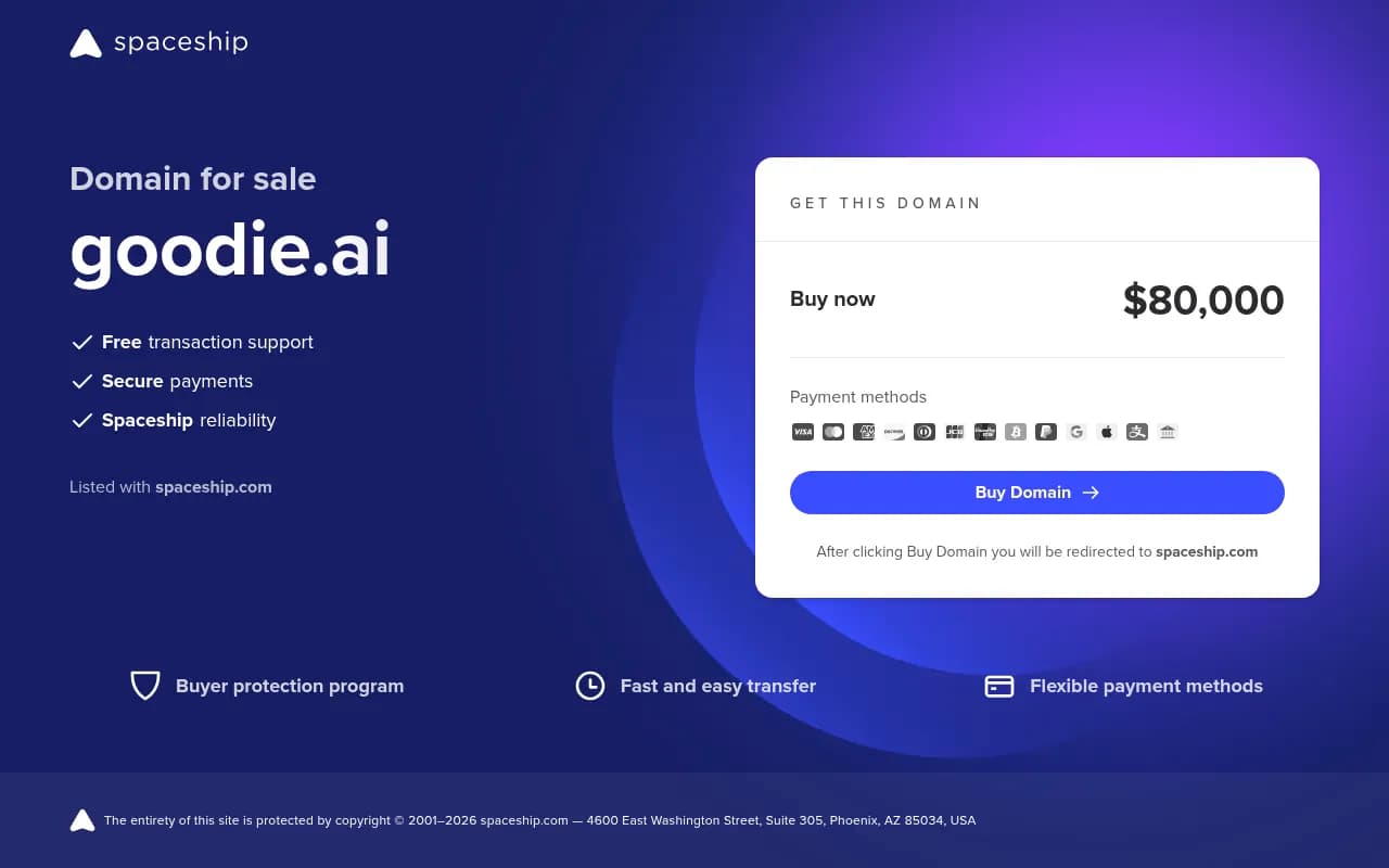 Screenshot of Goodie website